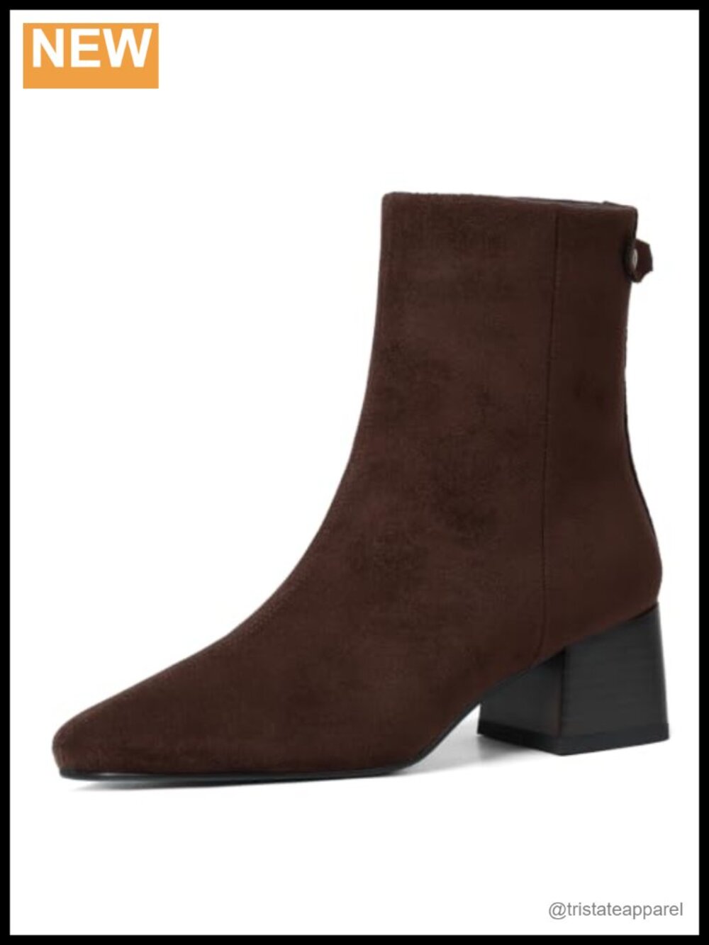 Women's Suede Ankle Boots Chunky Heel Square Toe Side Zipper